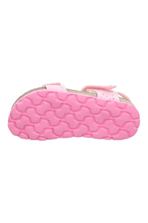 Superfit Desenli Çocuk Mantar Taban Sandalet Pembe