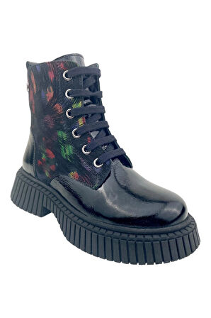 Tokio Kız Yeni Genç Fermuarlı Postal Siyah Rugan