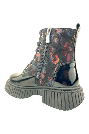 Tokio Kız Yeni Genç Fermuarlı Postal Siyah Rugan