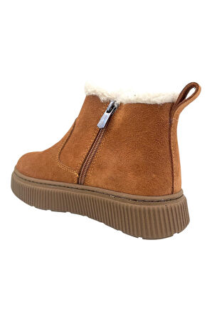 Melbourne Kız Yeni Genç Lastikli Kürklü Bot Taba