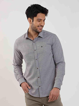 Dufy Kahverengi Erkek Slim Fit Kareli Brent Yaka Uzun Kol Gömlek - 100239
