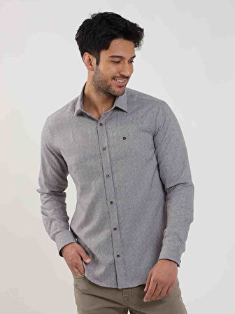 Dufy Kahverengi Erkek Slim Fit Kareli Brent Yaka Uzun Kol Gömlek - 100239