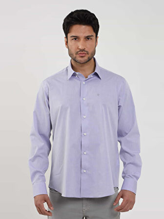 Dufy Mavi Erkek Regular Fit Düz Brent Düğmeli Yaka Uzun Kol Gömlek - 102244