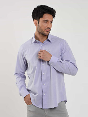 Dufy Mavi Erkek Regular Fit Düz Brent Düğmeli Yaka Uzun Kol Gömlek - 102244