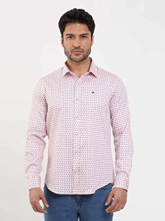 Dufy Kırmızı Erkek Slim Fit Kareli Brent Yaka Uzun Kol Gömlek - 102404