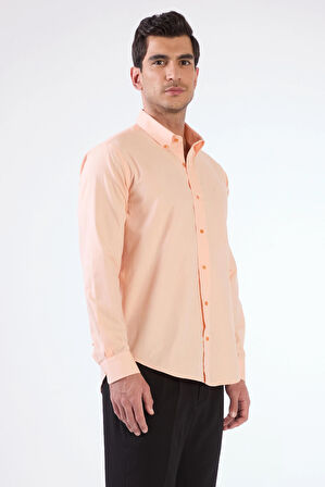 Somon Erkek Slim Fit Düz Brent Düğmeli Yaka Uzun Kol Gömlek - 102484