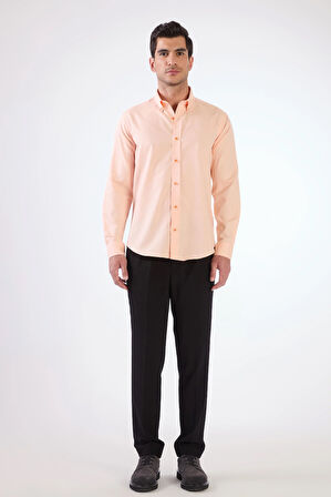 Somon Erkek Slim Fit Düz Brent Düğmeli Yaka Uzun Kol Gömlek - 102484