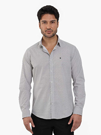 Dufy Kahverengi Erkek Slim Fit Pitikare Desenli Brent Yaka Uzun Kol Gömlek - 102996