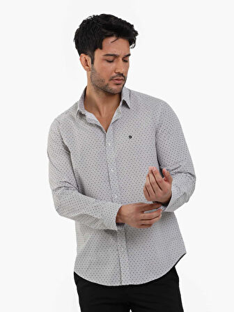 Dufy Kahverengi Erkek Slim Fit Pitikare Desenli Brent Yaka Uzun Kol Gömlek - 102996