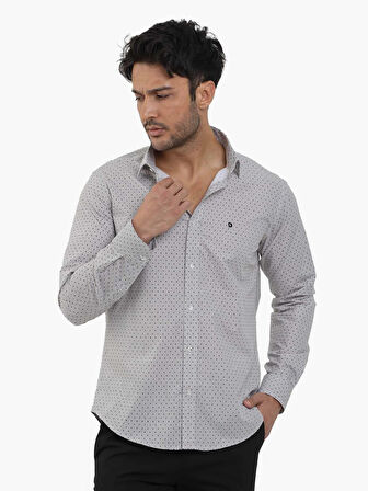 Dufy Kahverengi Erkek Slim Fit Pitikare Desenli Brent Yaka Uzun Kol Gömlek - 102996