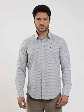 Dufy Siyah Erkek Slim Fit Pitikare Desenli Brent Yaka Uzun Kol Gömlek - 103001