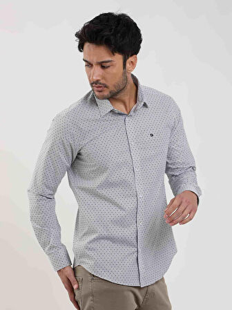 Dufy Siyah Erkek Slim Fit Pitikare Desenli Brent Yaka Uzun Kol Gömlek - 103001