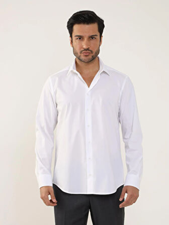 Dufy Beyaz Erkek Regular Fit Klasik Yaka Uzun Kol Gömlek - 103124
