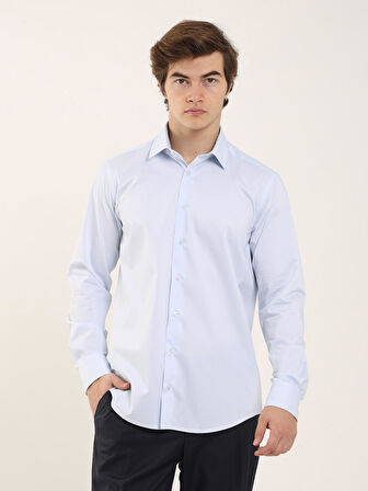 Dufy Mavi Erkek Regular Fit Klasik Yaka Uzun Kol Gömlek - 103144