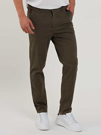 Dufy Haki Erkek Slim Fit Petek Desenli Casual Pantolon - 103212