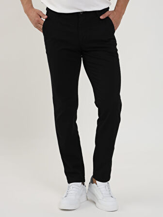 Dufy Siyah Erkek Slim Fit Petek Desenli Casual Pantolon - 103220