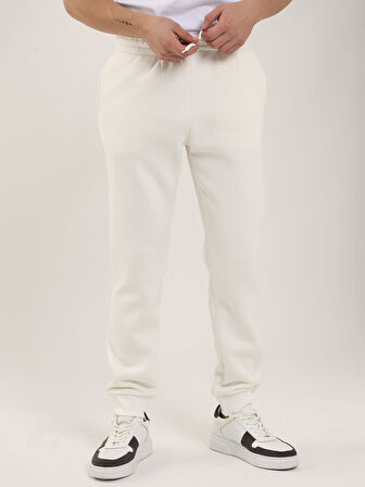 Dufy Ekru Erkek Oversize Pamuklu Casual Eşofman Altı - 103986