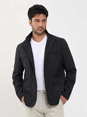 Dufy Lacivert Erkek Regular Fit Düz Hakim Yaka Safari Mont - 104369