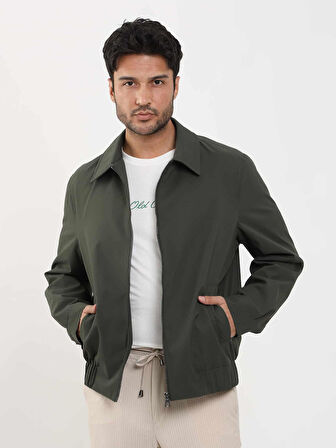 Dufy Haki Erkek Regular Fit Düz Klasik Yaka Bomber Mont - 104389