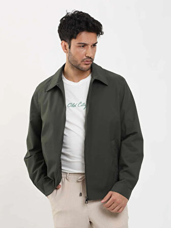 Dufy Haki Erkek Regular Fit Düz Klasik Yaka Bomber Mont - 104389