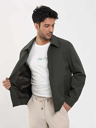 Dufy Haki Erkek Regular Fit Düz Klasik Yaka Bomber Mont - 104389