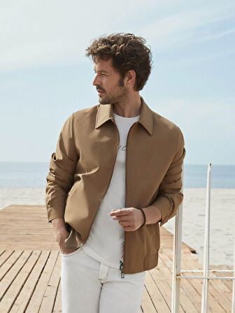 Dufy Vizon Erkek Regular Fit Düz Klasik Yaka Bomber Mont - 104399