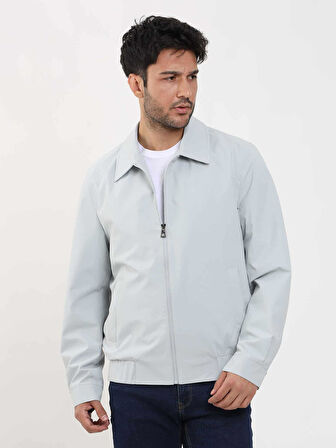 Dufy Gri Erkek Regular Fit Düz Klasik Yaka Bomber Mont - 104404