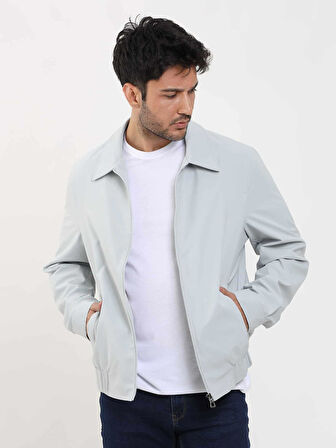 Dufy Gri Erkek Regular Fit Düz Klasik Yaka Bomber Mont - 104404