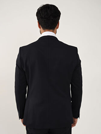 Dufy Lacivert Erkek Slim Fit Düz Kruvaze Yaka Takım Elbise - 104423