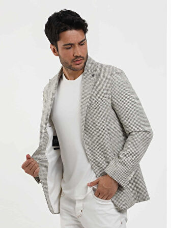 Dufy Yeşil Erkek Slim Fit Pitikare Desenli Sivri Yaka Casual Ceket - 104436