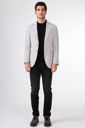 Erkek Slim Fit Sivri Yaka Gri Ceket