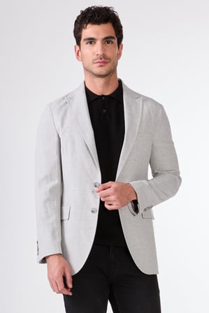 Erkek Slim Fit Sivri Yaka Gri Ceket