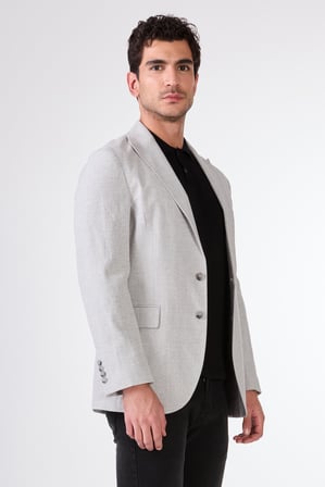 Erkek Slim Fit Sivri Yaka Gri Ceket