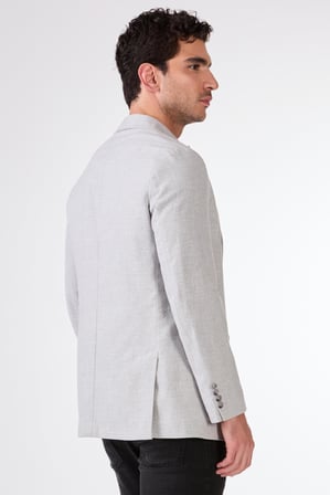 Erkek Slim Fit Sivri Yaka Gri Ceket