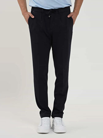 Dufy Koyu Lacivert Erkek Slim Fit Fitilli Jogger Pantolon - 104479