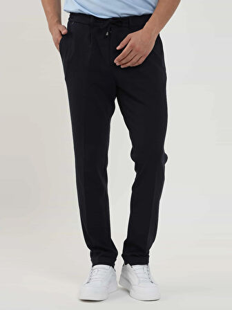 Dufy Koyu Lacivert Erkek Slim Fit Fitilli Jogger Pantolon - 104479