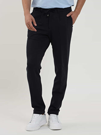 Dufy Koyu Lacivert Erkek Slim Fit Fitilli Jogger Pantolon - 104479