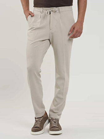 Dufy Bej Erkek Slim Fit Fitilli Jogger Pantolon - 104493