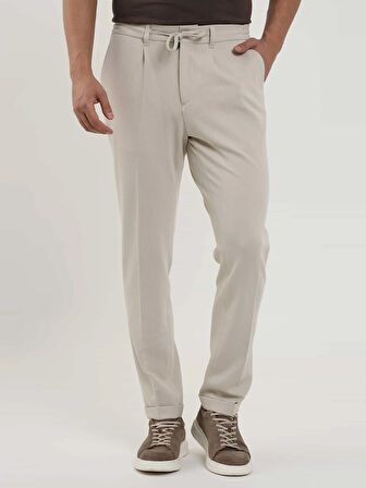 Dufy Bej Erkek Slim Fit Fitilli Jogger Pantolon - 104493