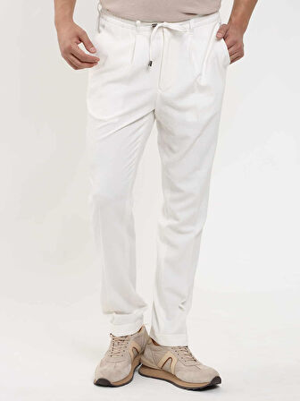 Dufy Ekru Erkek Slim Fit Gofre Desenli Jogger Pantolon - 104509