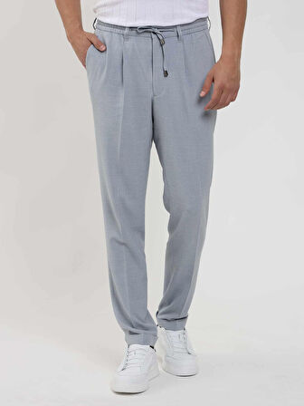 Dufy Mavi Erkek Slim Fit Gofre Desenli Jogger Pantolon - 104516