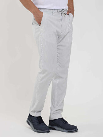 Dufy Lacivert Erkek Slim Fit Çizgili Pantolon - 104530