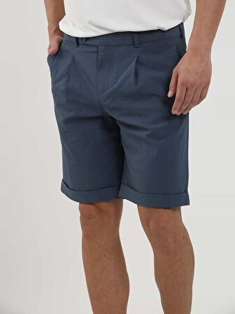 Dufy İndigo Erkek Slim Fit Gofre Desenli Short - 104682