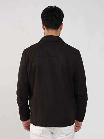 Dufy Koyu Kahverengi Erkek Regular Fit Düz Klasik Yaka Süet Mont - 104746