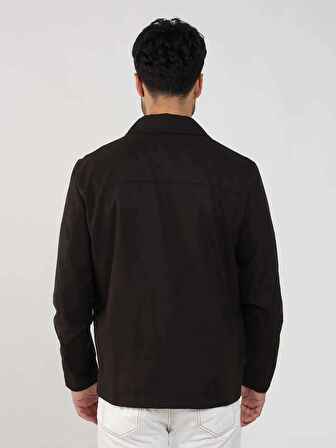 Dufy Koyu Kahverengi Erkek Regular Fit Düz Klasik Yaka Süet Mont - 104746