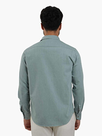 Dufy Yeşil Erkek Regular Fit Düz Klasik Yaka Uzun Kol Gömlek - 104835