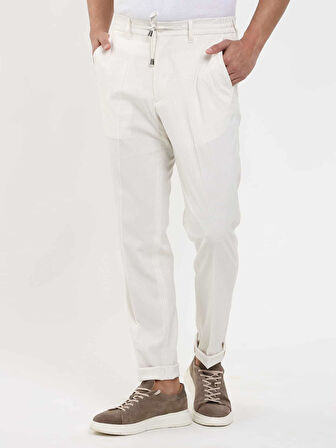 Dufy Bej Erkek Slim Fit Çizgili Pantolon - 104915