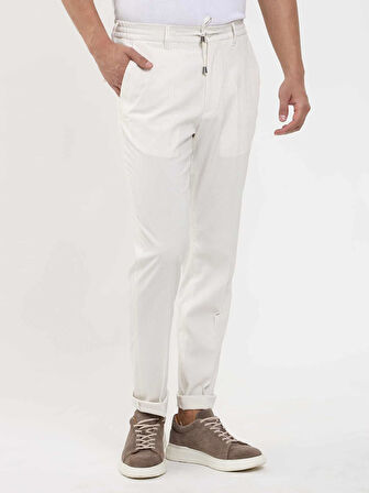 Dufy Bej Erkek Slim Fit Çizgili Pantolon - 104915