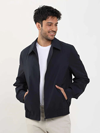 Dufy Lacivert Erkek Regular Fit Düz Klasik Yaka Bomber Mont - 104394