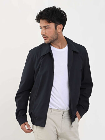 Dufy Lacivert Erkek Regular Fit Düz Klasik Yaka Bomber Mont - 104394